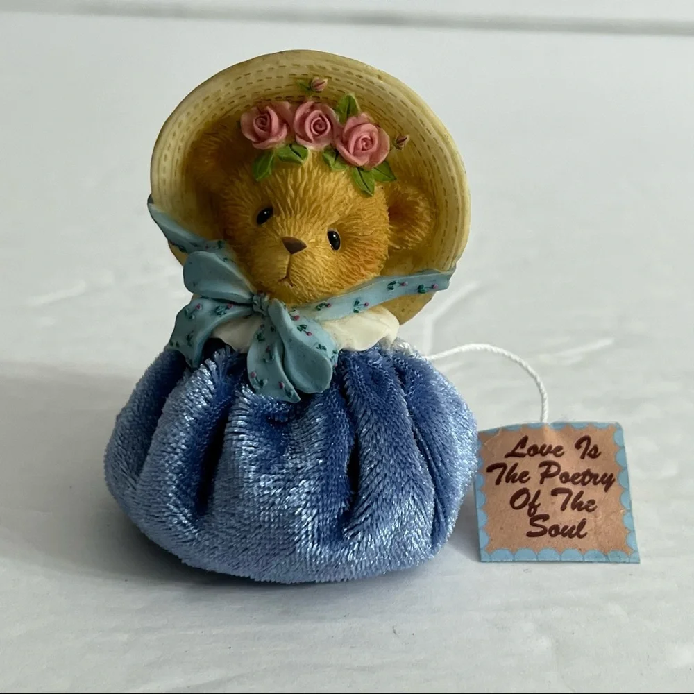 Vintage Cherished Teddies Blue Spring Bonnet Bean Bag Mini-Figure Rare